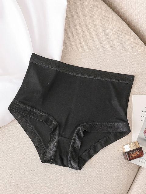 Women Casual Solid Silk Seamless Mid-Waist Underwear