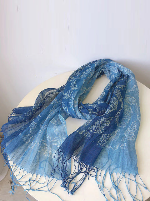 Women Ethnic Tie-dye Geometric Flower Tassel Travel Scarf