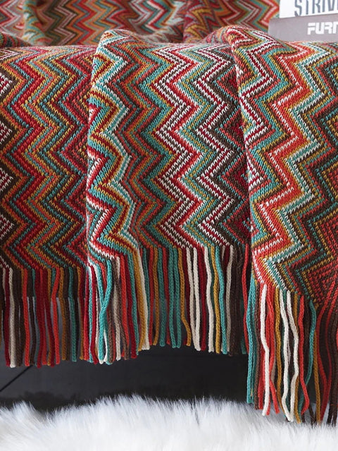 Vintage Mid Century Style Bohemian Sofa Throw Blanket