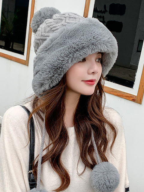 Winter Women Thicken Warm Hairball Hat