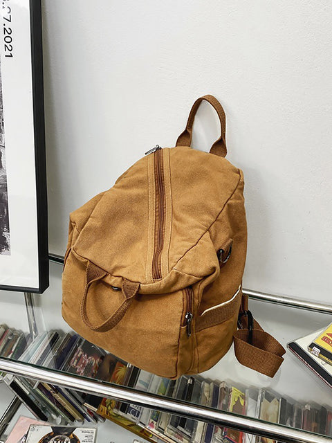 Japan Style Canvas Solid Shoulder Bags Backpack