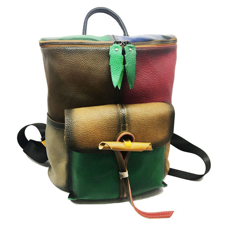 Handcrafted colorful Leather backpack