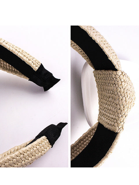 Casual Knot Straw Woven Hair Band - 4 Pieces