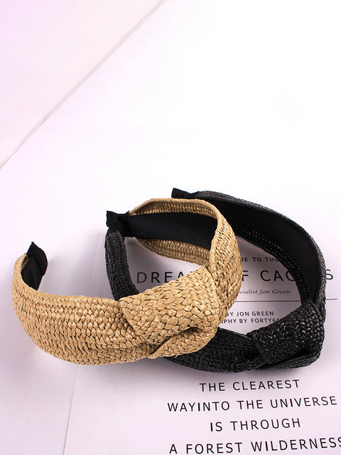 Casual Knot Straw Woven Hair Band - 4 Pieces