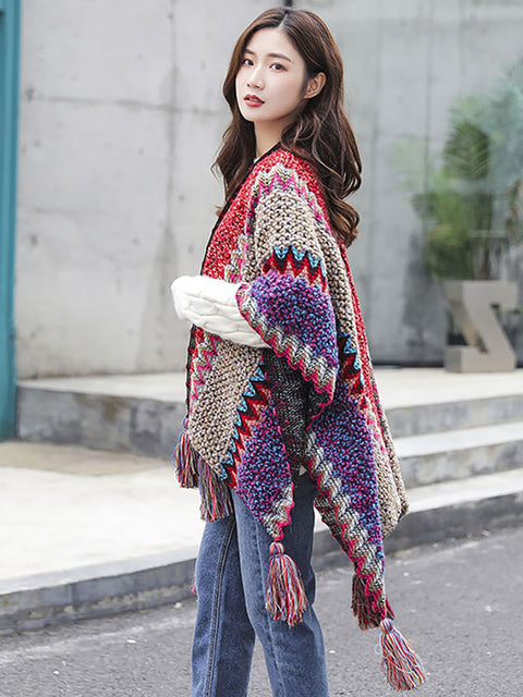 Winter Knitted Warm Tassel Scarf Shawl