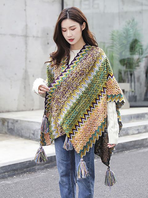 Winter Knitted Warm Tassel Scarf Shawl