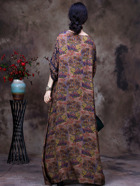 Lace Patchwork Floral Vintage Women Retro Maxi Dress