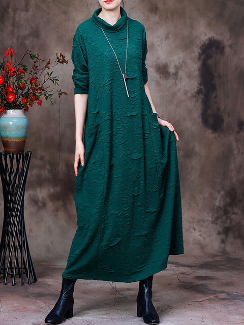 Autumn Vintage Solid Women Long Dress