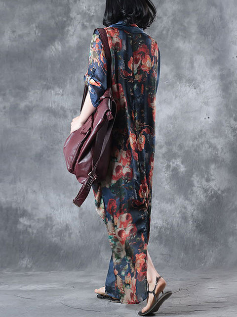 Plus Size Women Summer Loose Casual Irregular Floral Dress